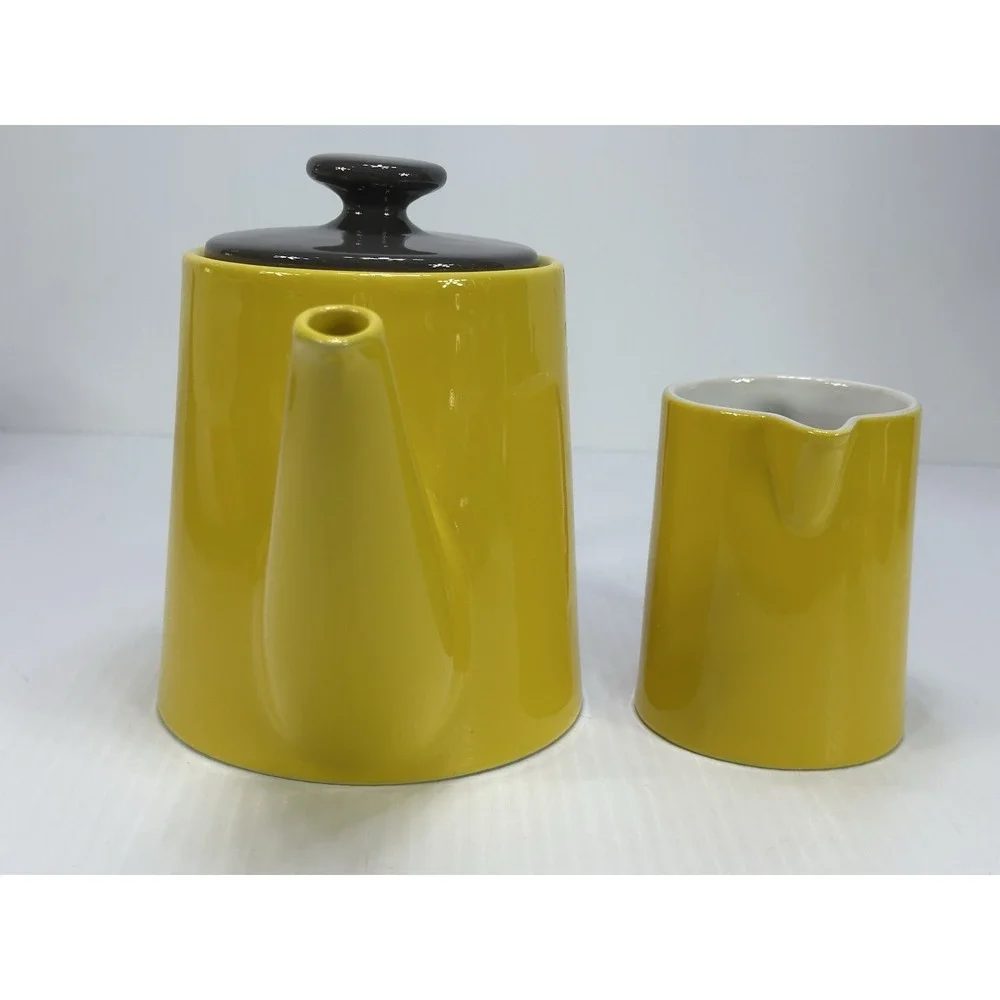 Jansen+co‎ Jansen Co Teapot Creamer Yellow Gray Red Coffee Tea Kitchenware